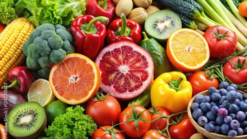 Wallpaper Mural Close-up of a variety of fruits and vegetables containing essential vitamins ,  nutrition, healthy eating, colorful Torontodigital.ca