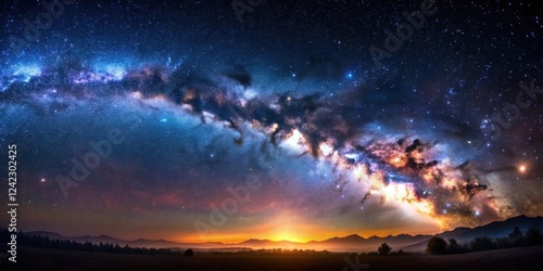 Stunning Milky Way galaxy in the night sky with vibrant stars and galaxies, Milky Way, sky background, stars, night, galaxy