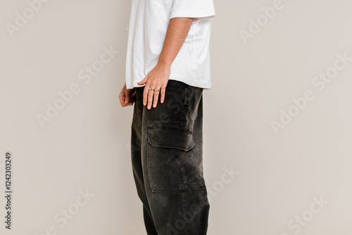 Person in Black Cargo Pants