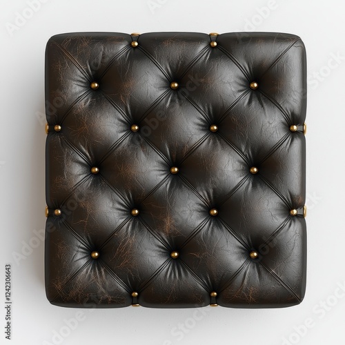 Top view of a stylish black tufted cushion featuring decorative buttons, ideal for enhancing home decor with a touch of elegance.