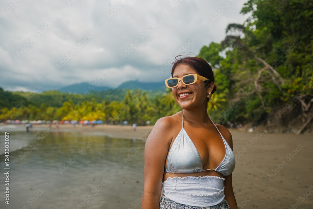 Smiling Latina at Costa Rica Beach Summer Smiling Latina at Costa Rica Beach Summer