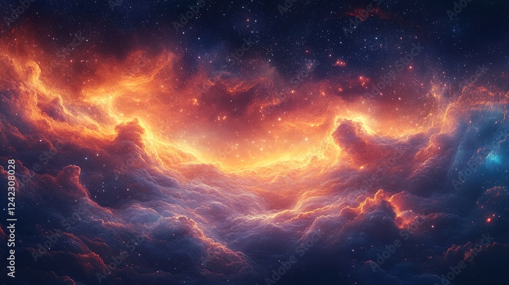 A cosmic oil-textured sky with vibrant stars and surreal energy patterns A cosmic oil-textured sky with vibrant stars and surreal energy patterns