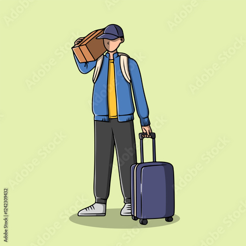 Young Traveler Homecoming with Suitcase