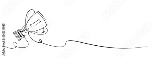 vector of hand holding champion trophy