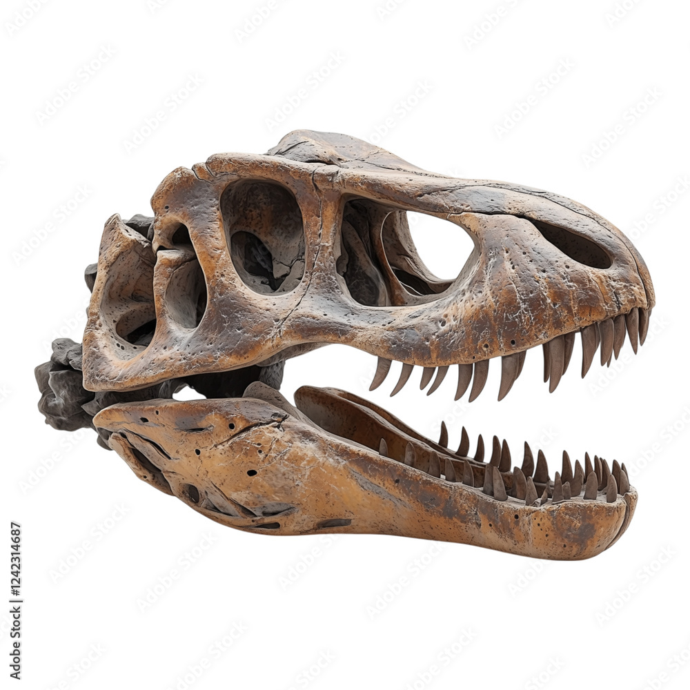 Naklejka premium Detailed Fossil Dinosaur Skull isolated on transparent background