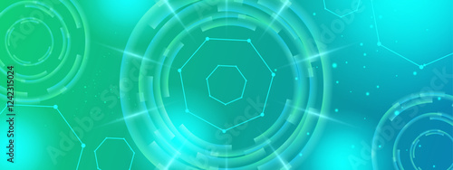 Blue and green gradient geometric background for technology, business presentations, or futuristic designs