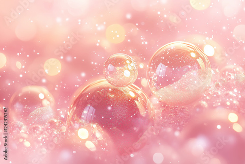 A luxurious pink and gold bubble background with a soft, elegant glow, creating a sophisticated and dreamy aesthetic