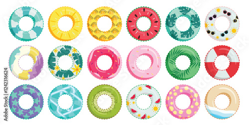 Summer floaters clipart set. Floaters and inflatable ring clip art collection  
