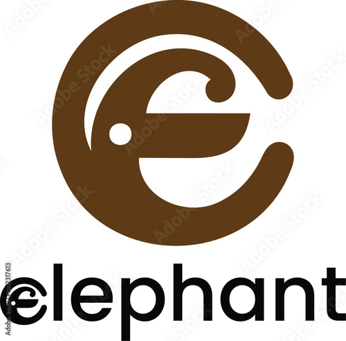 Letter E Elephant Logo