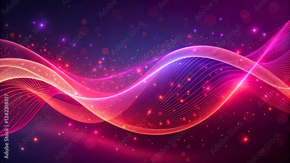 Fototapeta premium Colorful Abstract Wave Background with Light Effects and Sparkles for Creative Projects