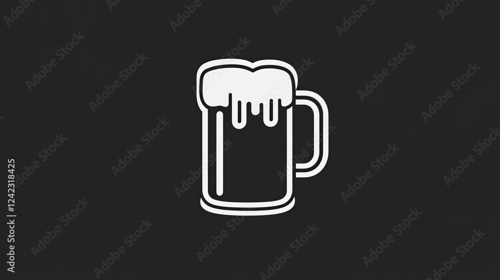 A simple beer mug outline with foam, crafted in a sleek modern style. A simple beer mug outline with foam, crafted in a sleek modern style.