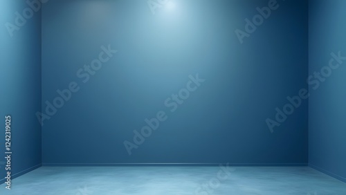 Wallpaper Mural Empty room with blue wall and floor. 3d rendering mock-up. Generated by AI Torontodigital.ca