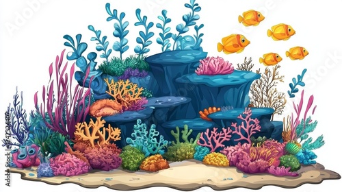 Wallpaper Mural Colorful Underwater Coral Reef with Tropical Fish and Diverse Marine Life for Bright and Vibrant Illustrations Torontodigital.ca