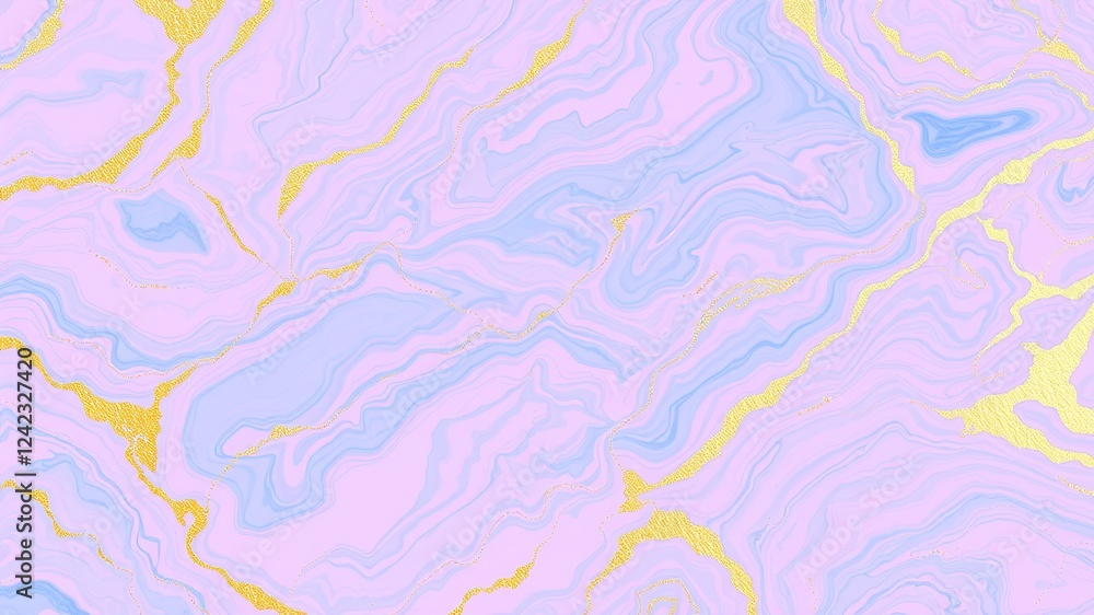 Shimmering Opalescent Canvas: Pale Pink and Blue Marble with Golden Highlights Shimmering Opalescent Canvas: Pale Pink and Blue Marble with Golden Highlights
