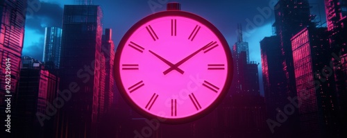 Wallpaper Mural Countdown to tomorrow neon clock in urban cityscape digital art nighttime futuristic perspective Torontodigital.ca