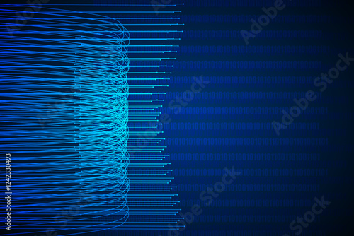 digital lines on the binary code protection technology abstract background.