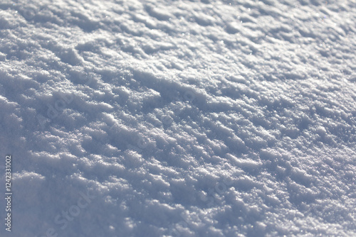 Konstfotografi Background Texture of powdery snow, pristine white, intact, in the morning light