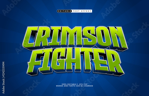 crimson fighter editable text effect with a hero and brave text style