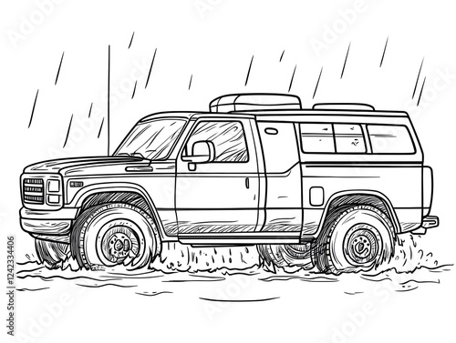 Rugged Off Road Vehicle Sketch for Kids Coloring and Outdoor Adventures photo