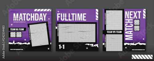 Sport social media post template , Football Match day , Full time , Next match	