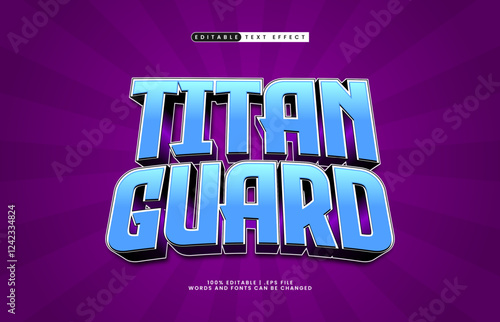 titan guard editable text effect with a hero and brave text style