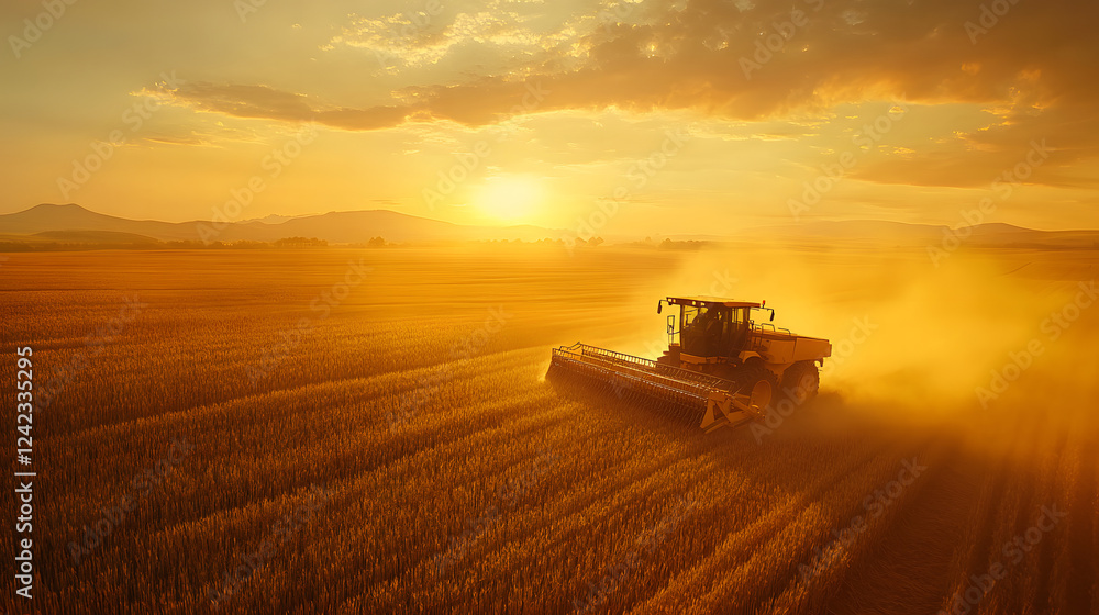 Fototapeta premium Solar energy for agriculture a farmer uses solar power in the field