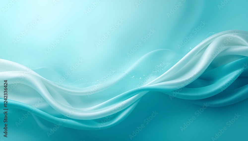 Abstract Turquoise Silk: A mesmerizing abstract design featuring a flowing wave of luxurious white silk on a vibrant turquoise background, evoking a sense of elegance, sophistication and serenity. Abstract Turquoise Silk: A mesmerizing abstract design featuring a flowing wave of luxurious white silk on a vibrant turquoise background, evoking a sense of elegance, sophistication and serenity.