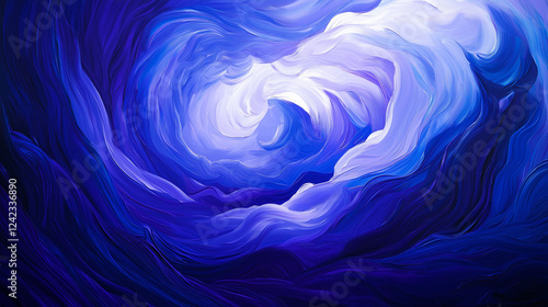 Abstract Blue Swirl Flowing Forms with Light Center