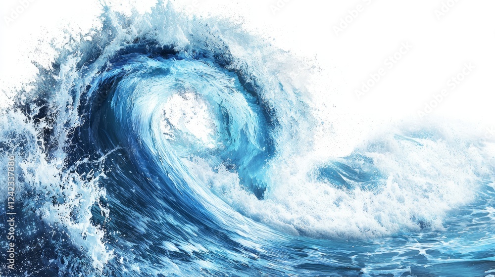 Fototapeta premium Dynamic Ocean Wave with Splashing Water and Vibrant Blue Tones Captured in Stunning Detail