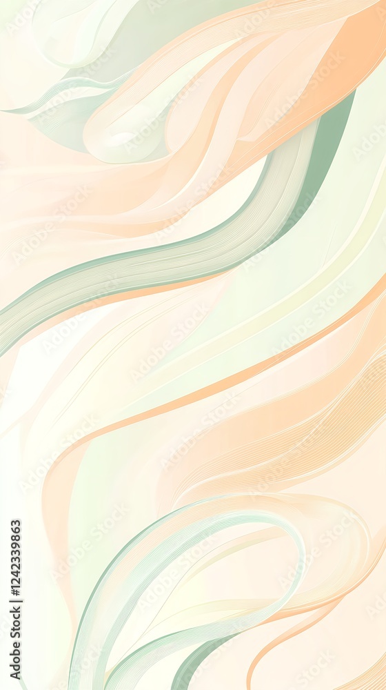 Fototapeta premium Elegant Soft Pastel Waves Banner with Flowing Design Elements