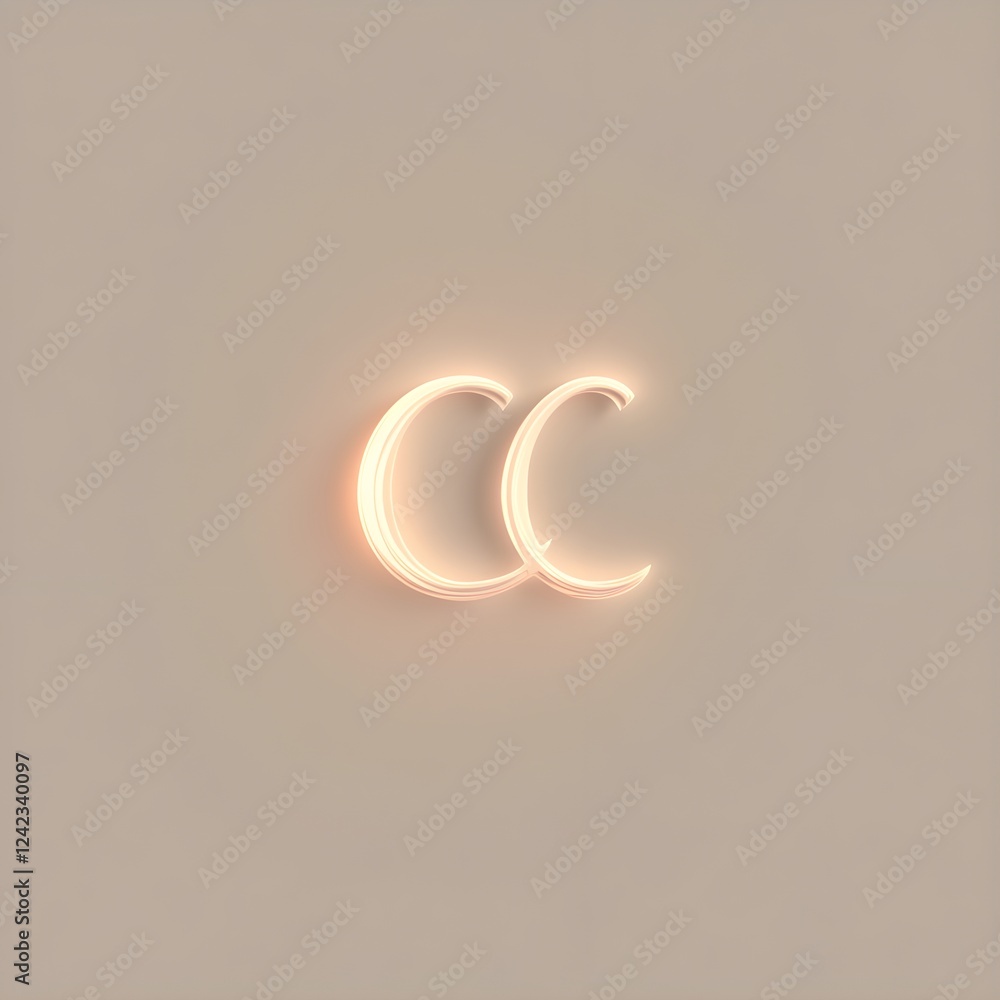 Fototapeta premium Elegant CC Logo with Soft Glows on a Neutral Background