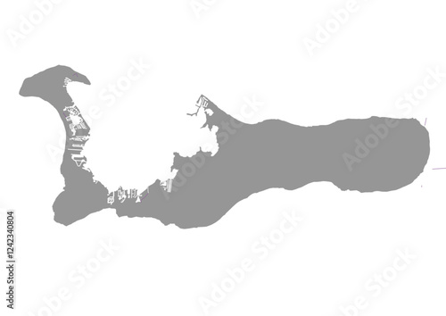 map buildings on large cayman island with a gray color theme