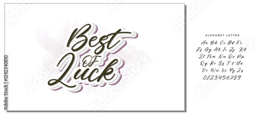 Best Of Luck. Hand drawn vector lettering. Isolated on white background. Design for poster, greeting card, photo album, banner. Vector illustration