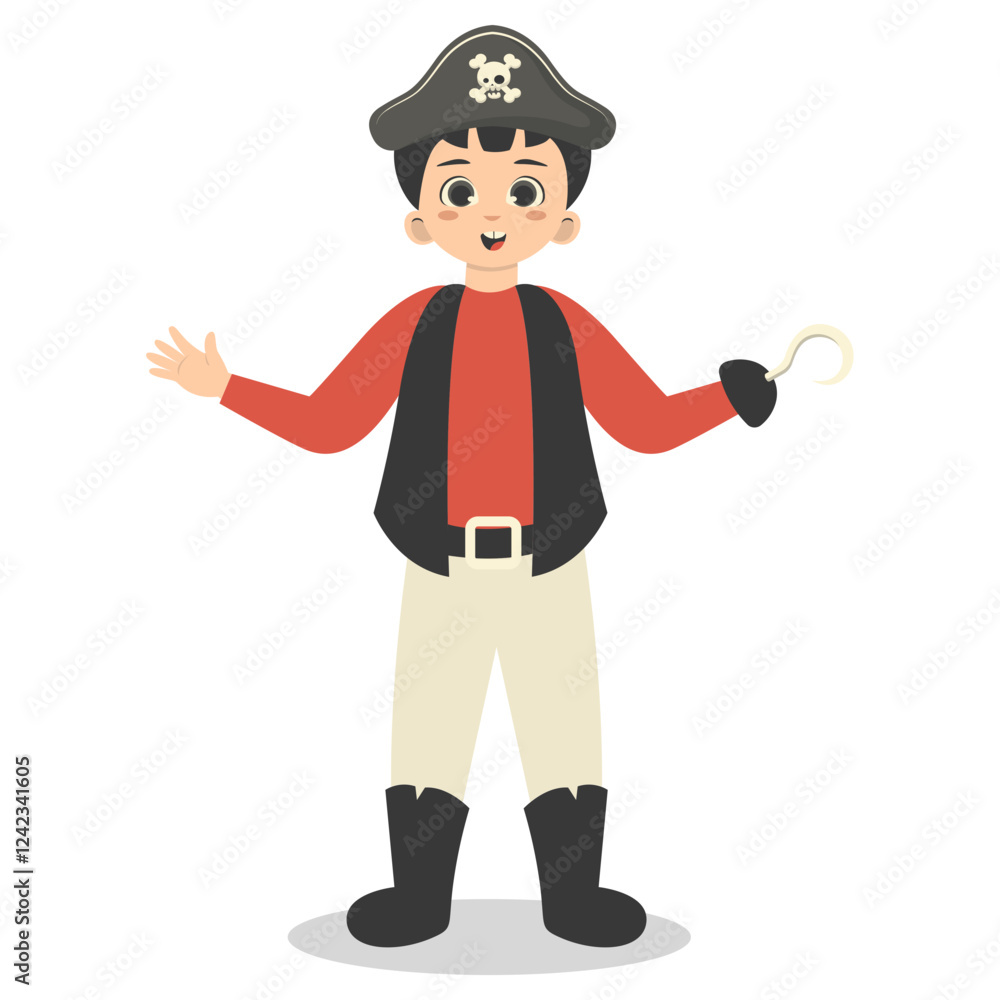 Kids Pirate Illustration with Cartoon Design. Isolated Vector Character. Kids Pirate Illustration with Cartoon Design. Isolated Vector Character.