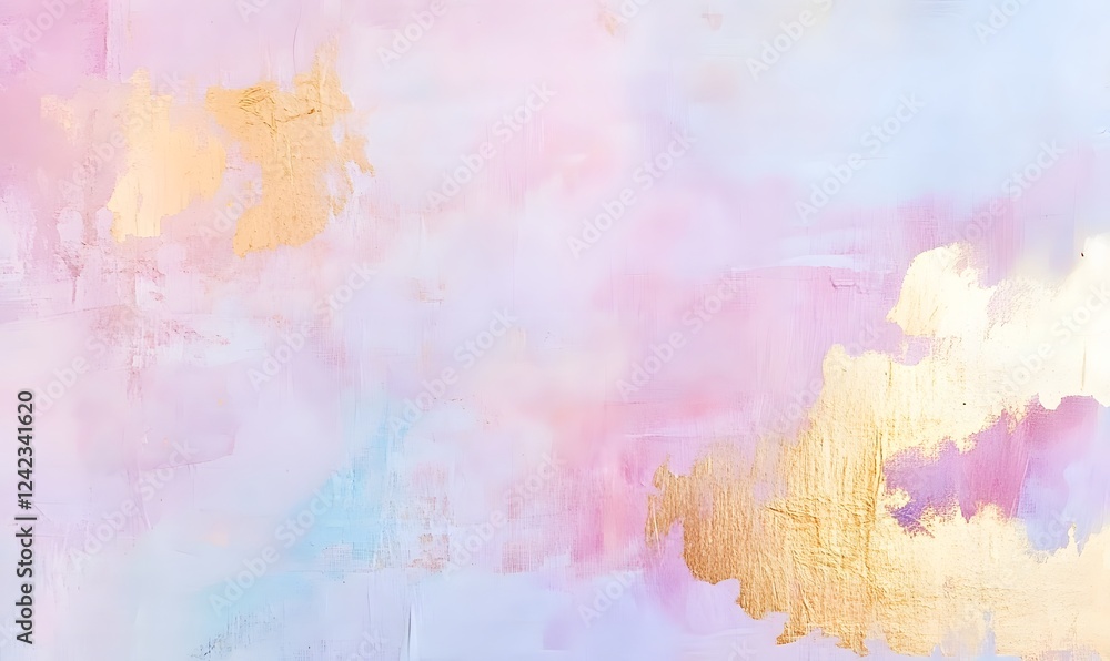 Fototapeta premium Soft abstract illustration with subtle, small gold stencil patterns in sections. Generative AI