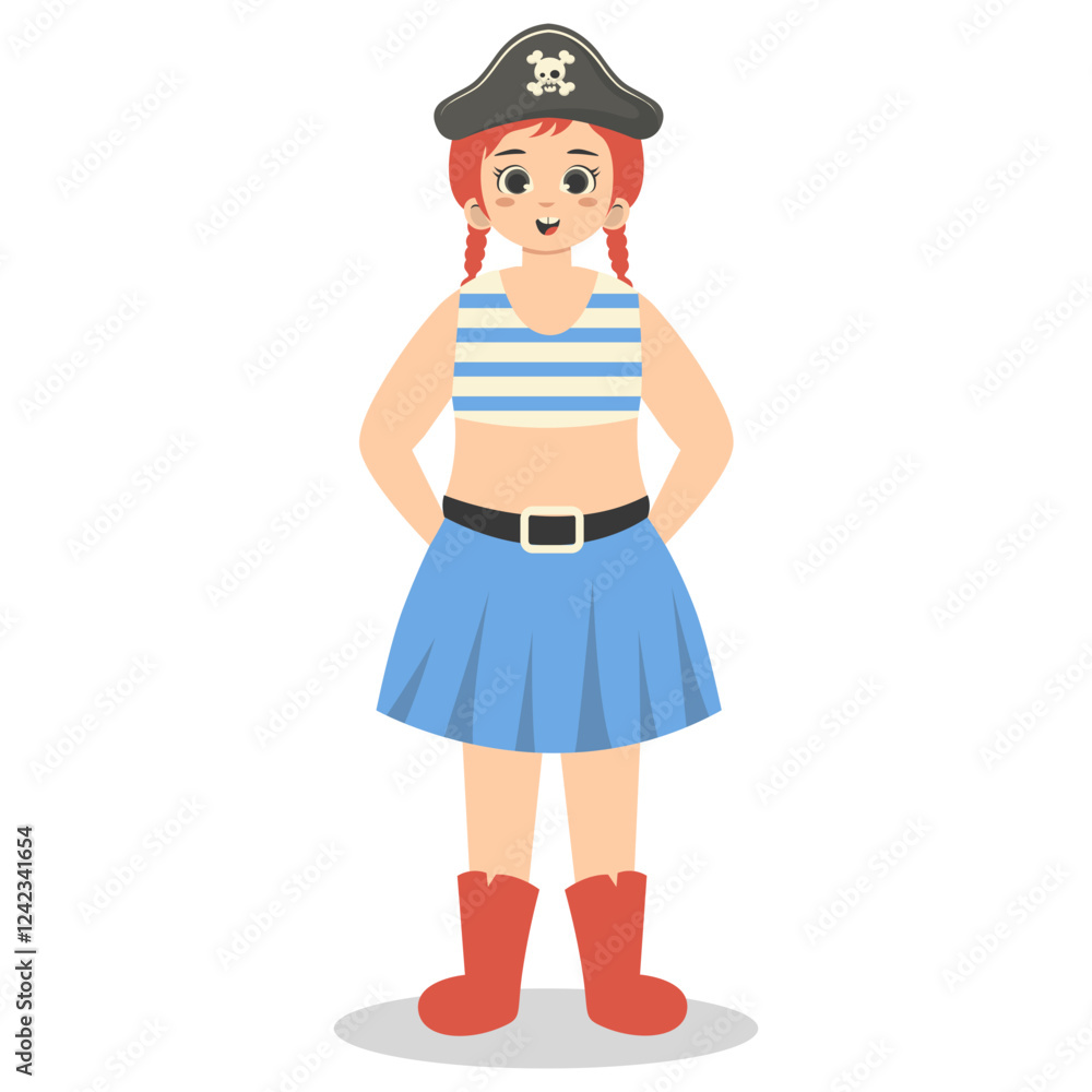 Kids Pirate Illustration with Cartoon Design. Isolated Vector Character. Kids Pirate Illustration with Cartoon Design. Isolated Vector Character.