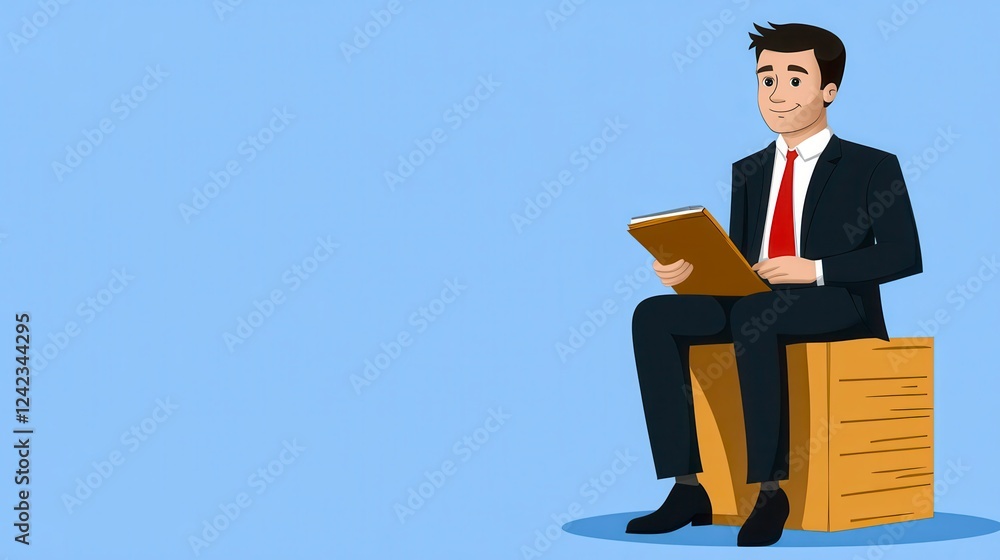 Pixelated Businessman Holding Clipboard On Cardboard Box Pixelated Businessman Holding Clipboard On Cardboard Box