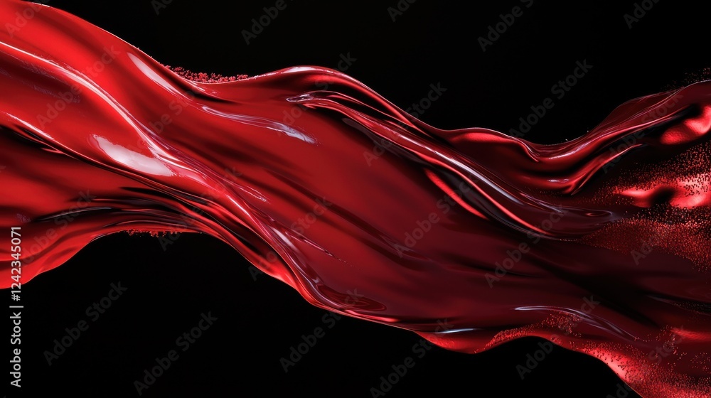 Red liquid swirl on black background creating dynamic abstract art design Red liquid swirl on black background creating dynamic abstract art design