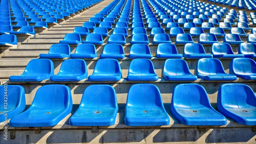 Empty Blue Stadium Seats in Perfect Rows Capturing the Essence of Sports Venues Empty Blue Stadium Seats in Perfect Rows Capturing the Essence of Sports Venues