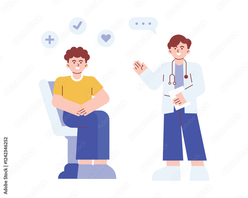 Patient and Doctor at Consultation Time, Doctor Diagnosing and Advising Patient Patient and Doctor at Consultation Time, Doctor Diagnosing and Advising Patient