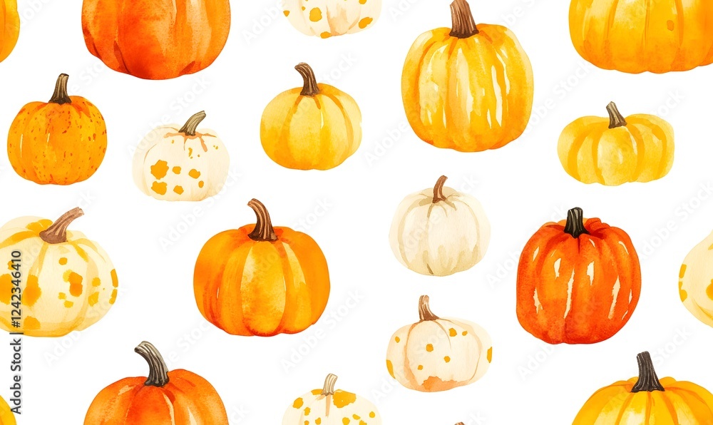 Simple rustic pumpkin pattern illustration in various sizes, Generative AI Simple rustic pumpkin pattern illustration in various sizes, Generative AI