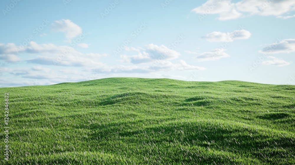 Lush Green Hill Overlooking Expansive Landscape Under Cloudy Sky Lush Green Hill Overlooking Expansive Landscape Under Cloudy Sky