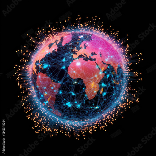 Vibrant Representation of Global Connectivity and Technological Advancement photo