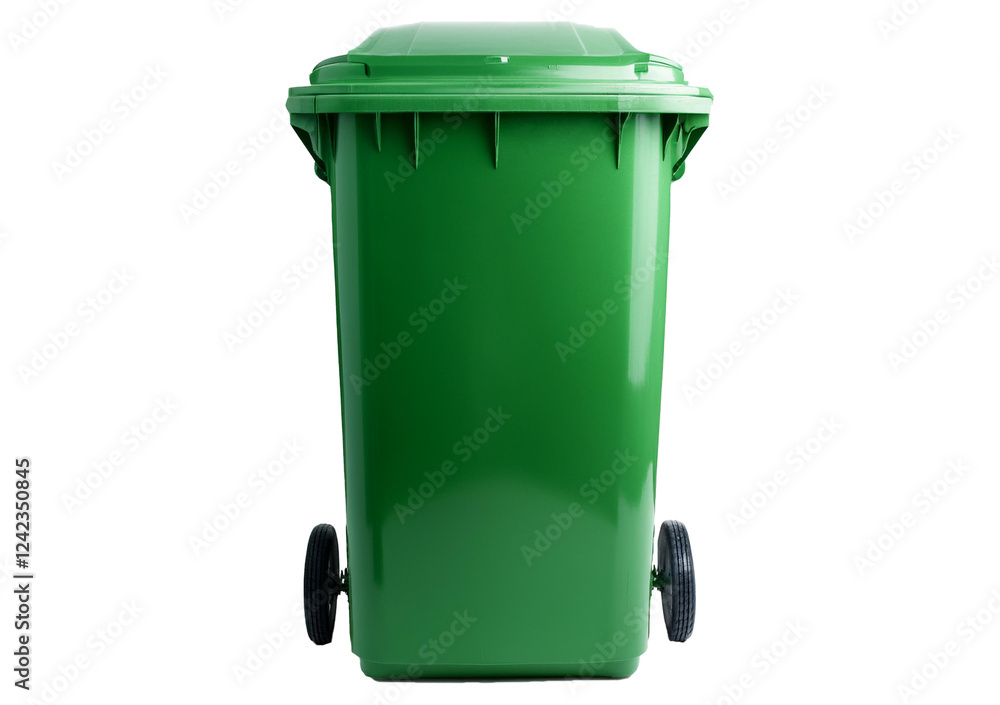 Green Garbage Container Isolated on Transparent or White Background