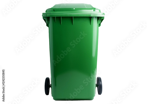 Green Garbage Container Isolated on Transparent or White Background photo