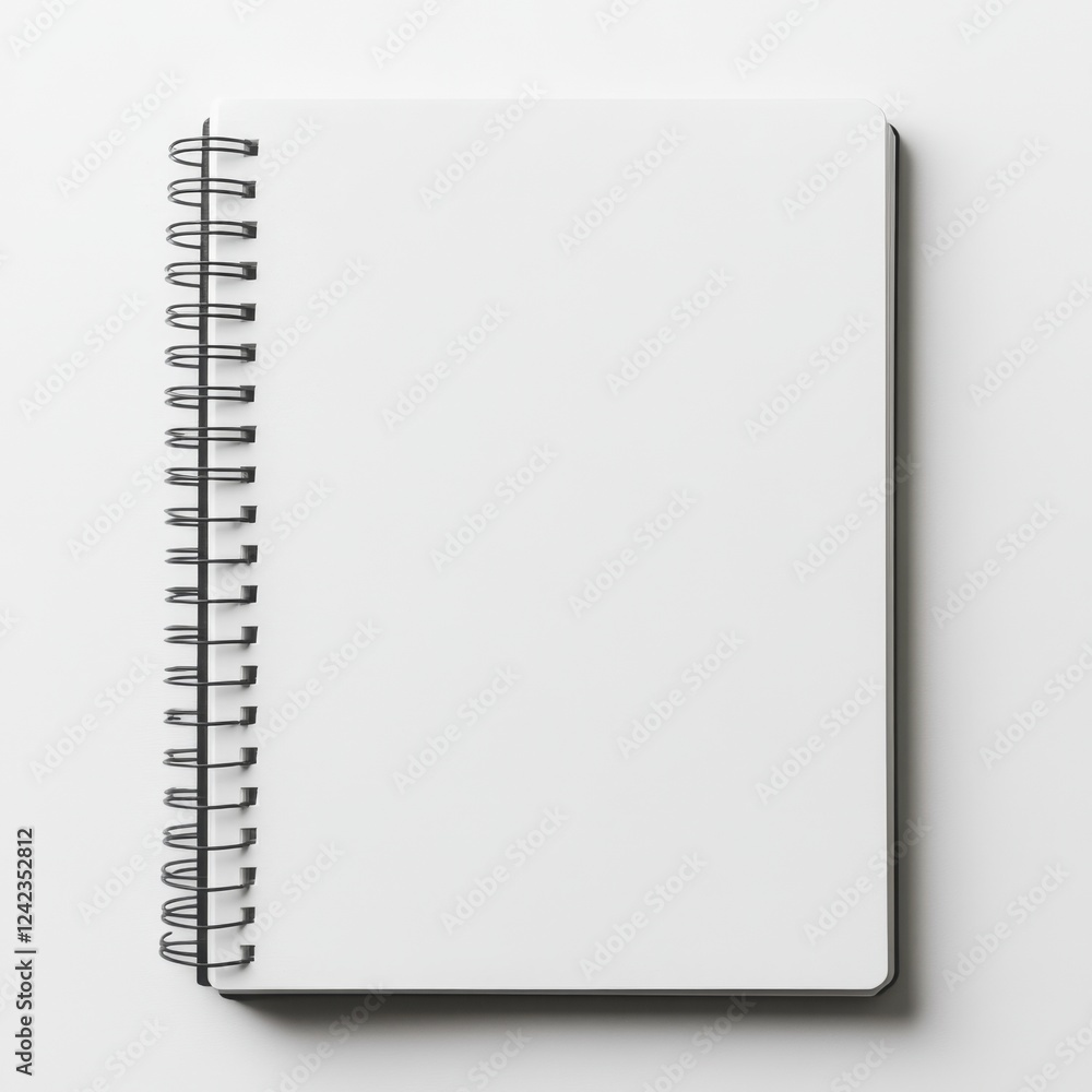 Blank spiral notebook on white background, ready for notes or design Blank spiral notebook on white background, ready for notes or design