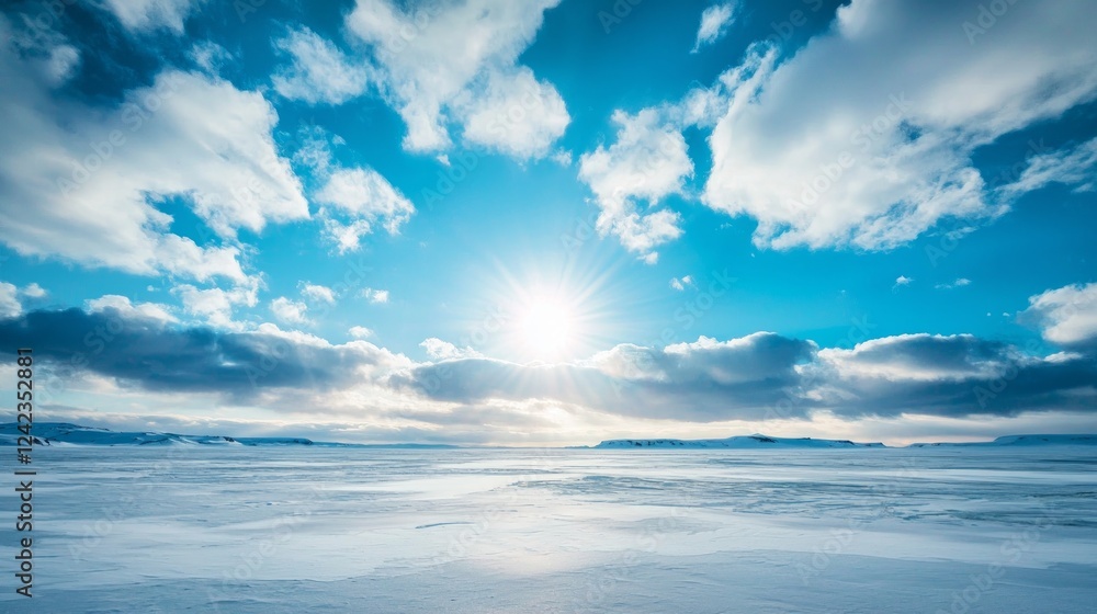 Expansive Time Lapse Shot of Drifting Clouds Over Frozen Landscape Expansive Time Lapse Shot of Drifting Clouds Over Frozen Landscape