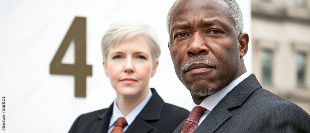 Confident Business Leaders Corporate Teamwork Serious Expressions Confident Business Leaders Corporate Teamwork Serious Expressions