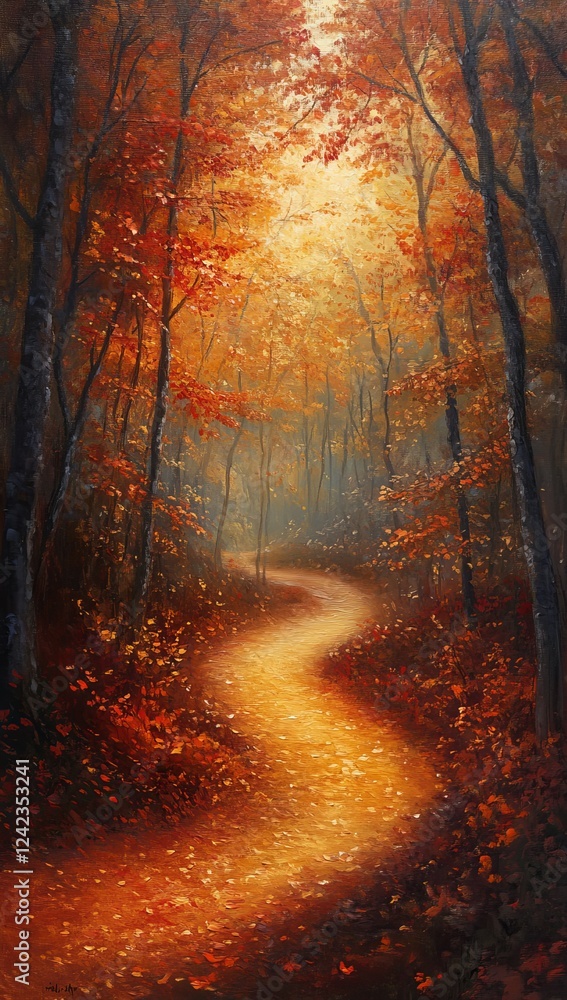 Fototapeta premium Autumn Path Winding Through Forest