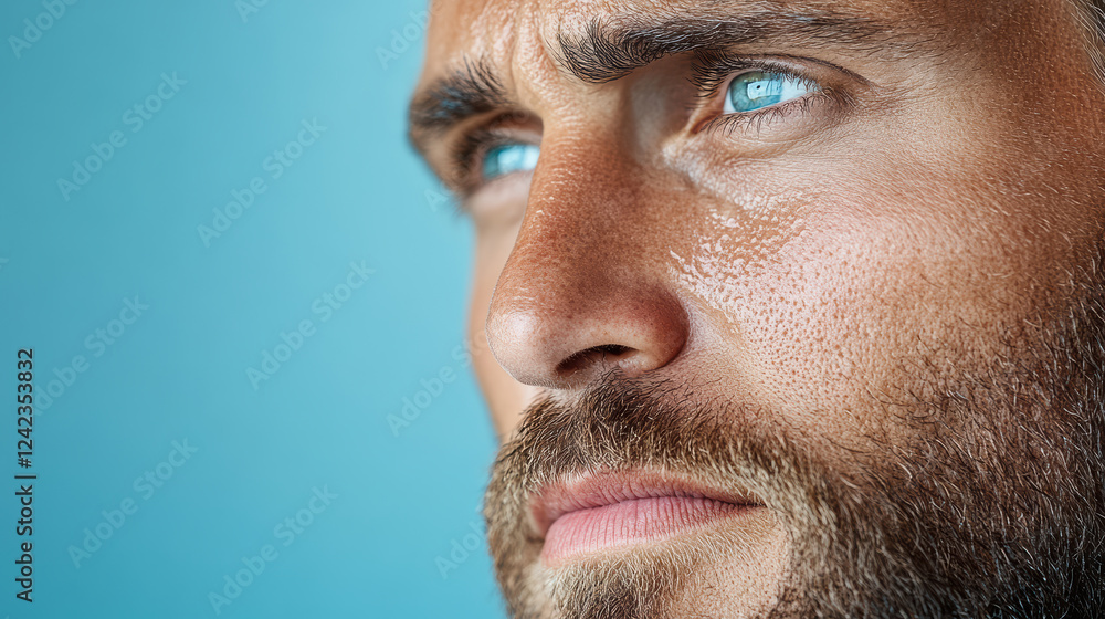 Obraz premium close up of man tearful face, showcasing raw emotion and intensity